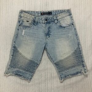 Southpole Authentic‎ Collection Denim Shorts Light Wash Biker Style Size 34